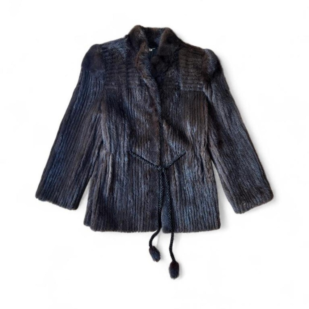 Vintage Mink Fur Jacket with Waist Tie
